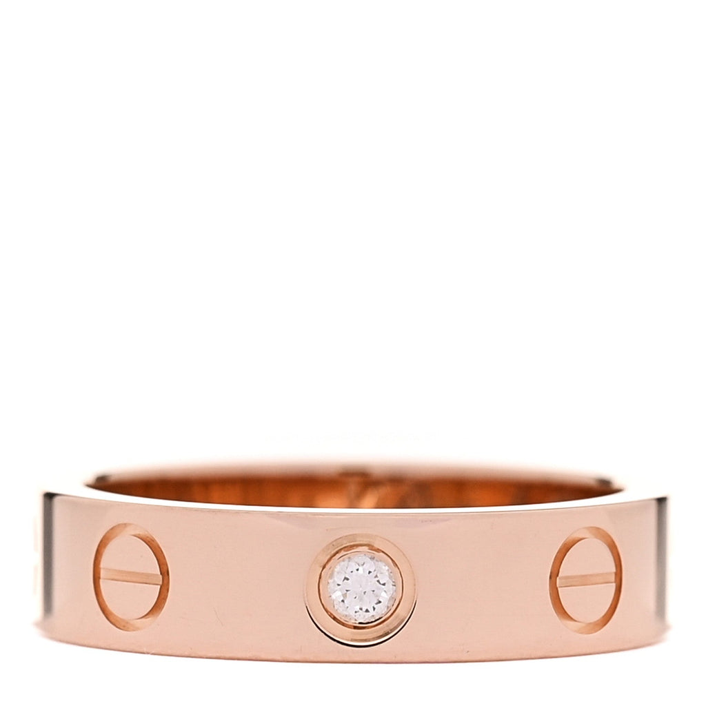 18K Pink Gold Diamond 4mm LOVE Wedding Band Ring 46 3.75