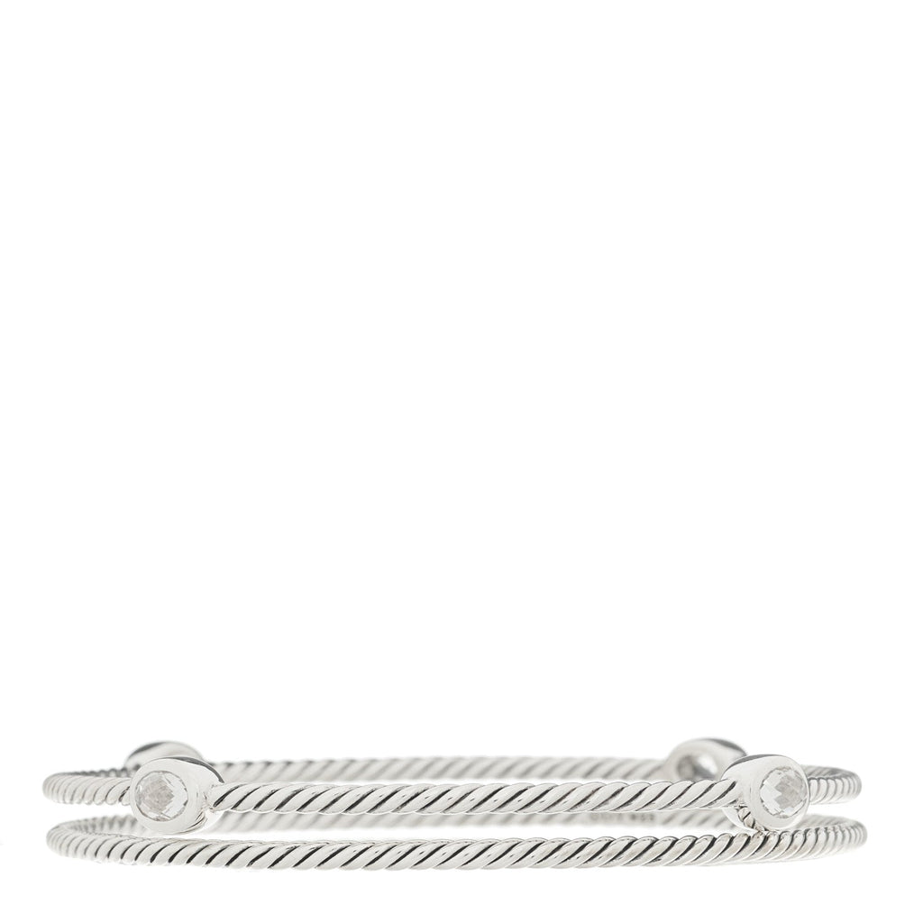 Sterling Silver Crystal Color Classics Cable Bangle Bracelet Set of 2