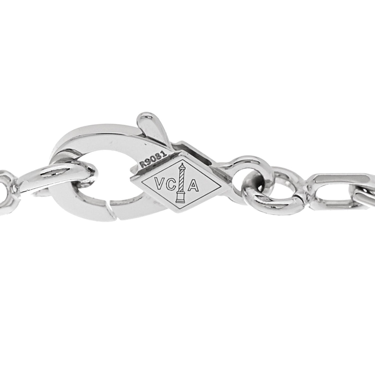18K White Gold Veined Black Onyx 5 Motifs Vintage Alhambra Bracelet