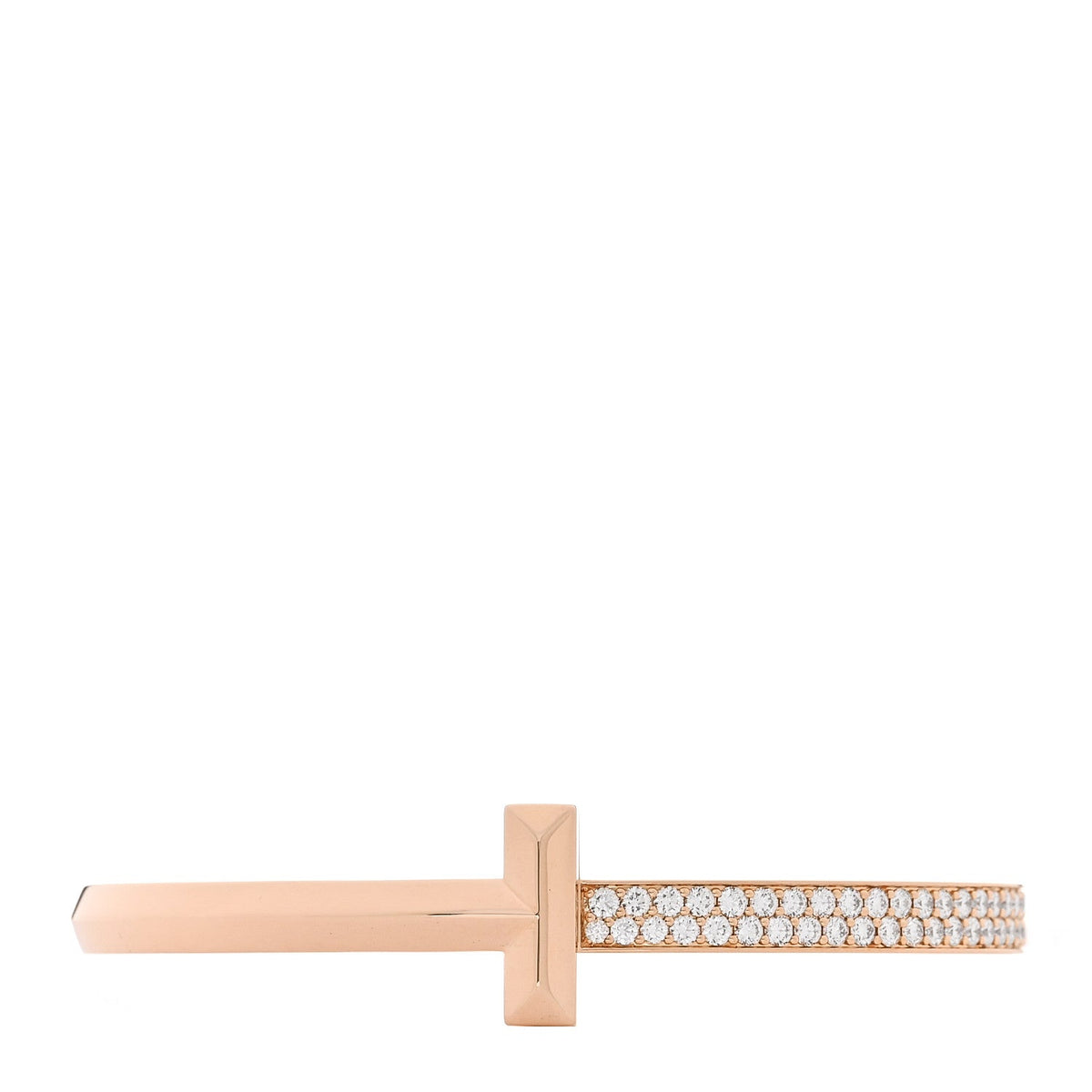 18K Rose Gold Diamond Wide T1 Hinged Bangle Bracelet