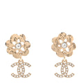 Crystal CC Flower Drop Earrings Gold