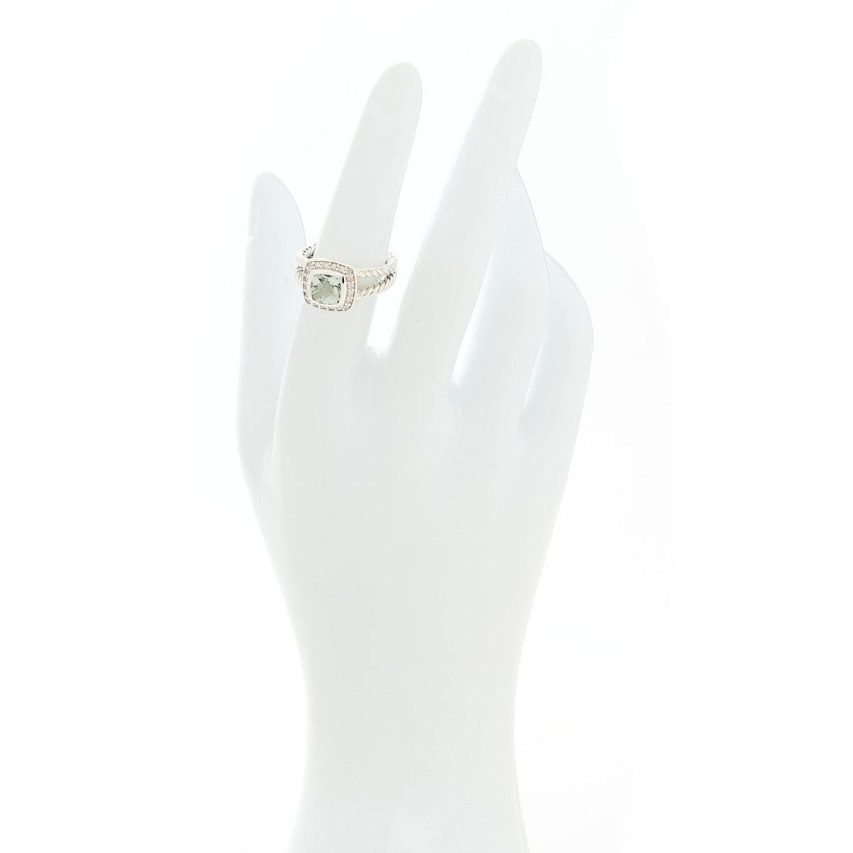 Sterling Silver Diamond Prasiolite 7mm Petite Albion Ring 50 5.25