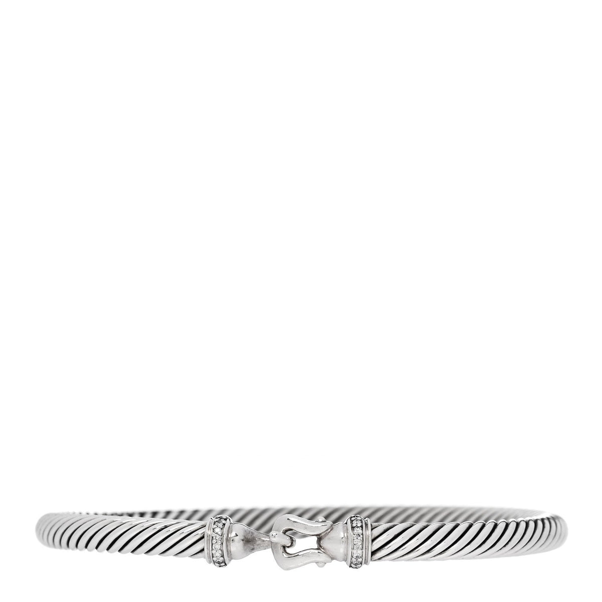 Sterling Silver Diamond 5mm Cable Buckle Bracelet
