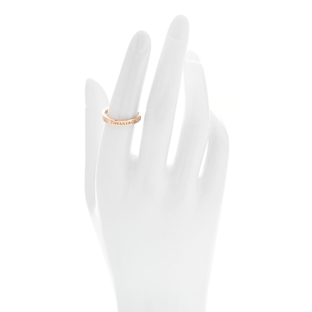 18K Rose Gold Diamond 3mm Logo Band Ring 53 6.25