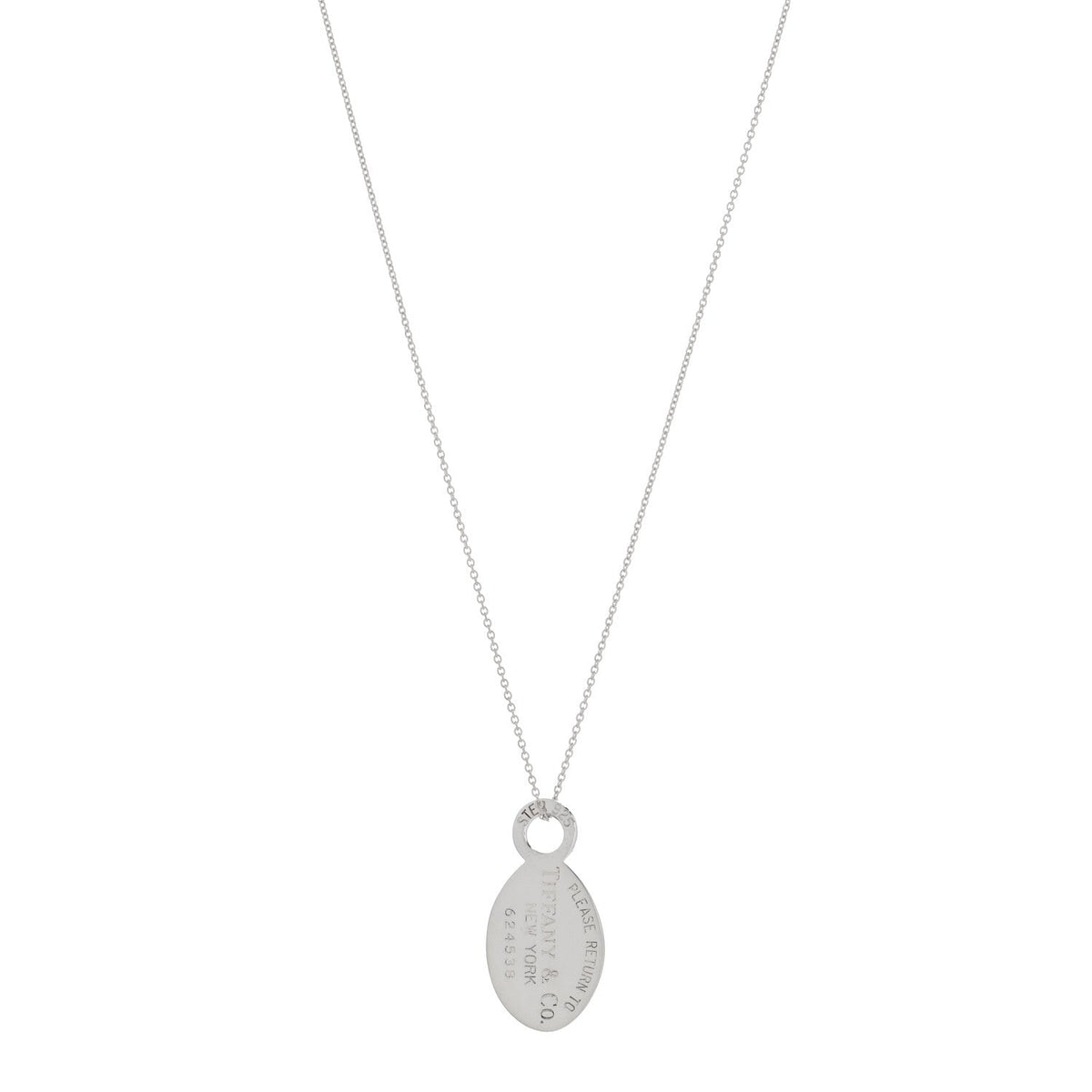 Sterling Silver Return to Tiffany Oval Dog Tag Necklace