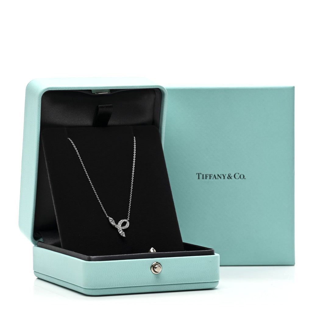 Platinum Diamond Victoria Bow Necklace