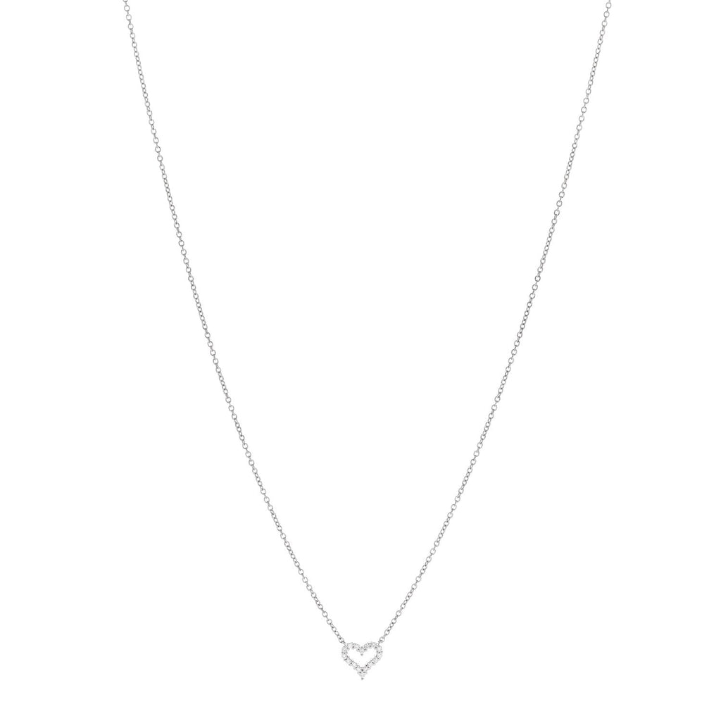 Platinum Diamond Extra Mini Heart Pendant Necklace