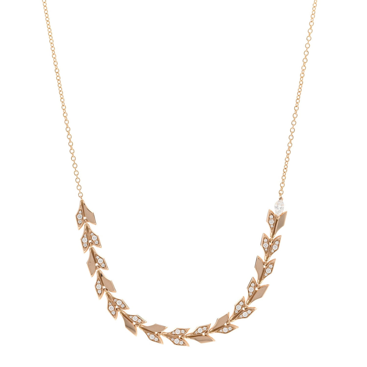 18K Rose Gold Diamond Victoria Vine East West Necklace