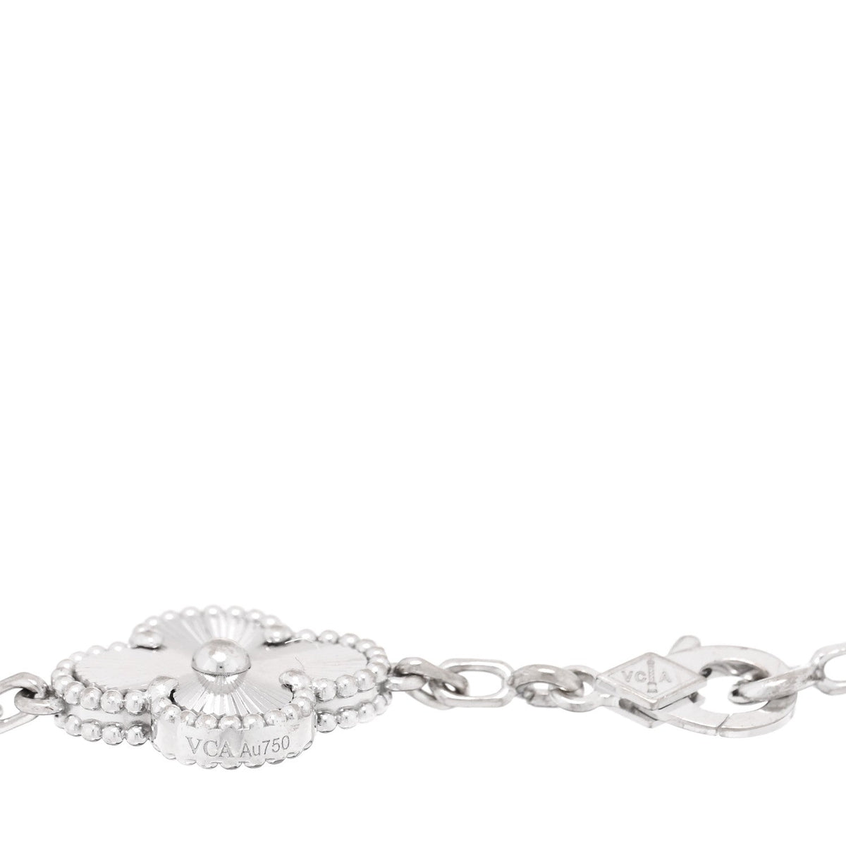 18K White Gold 5 Motifs Guilloche Vintage Alhambra Bracelet
