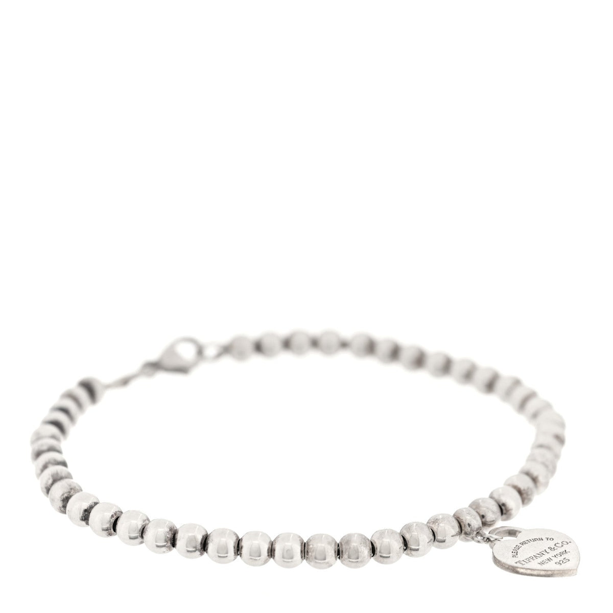 Sterling Silver 4mm Return To Tiffany Heart Tag Bead Bracelet