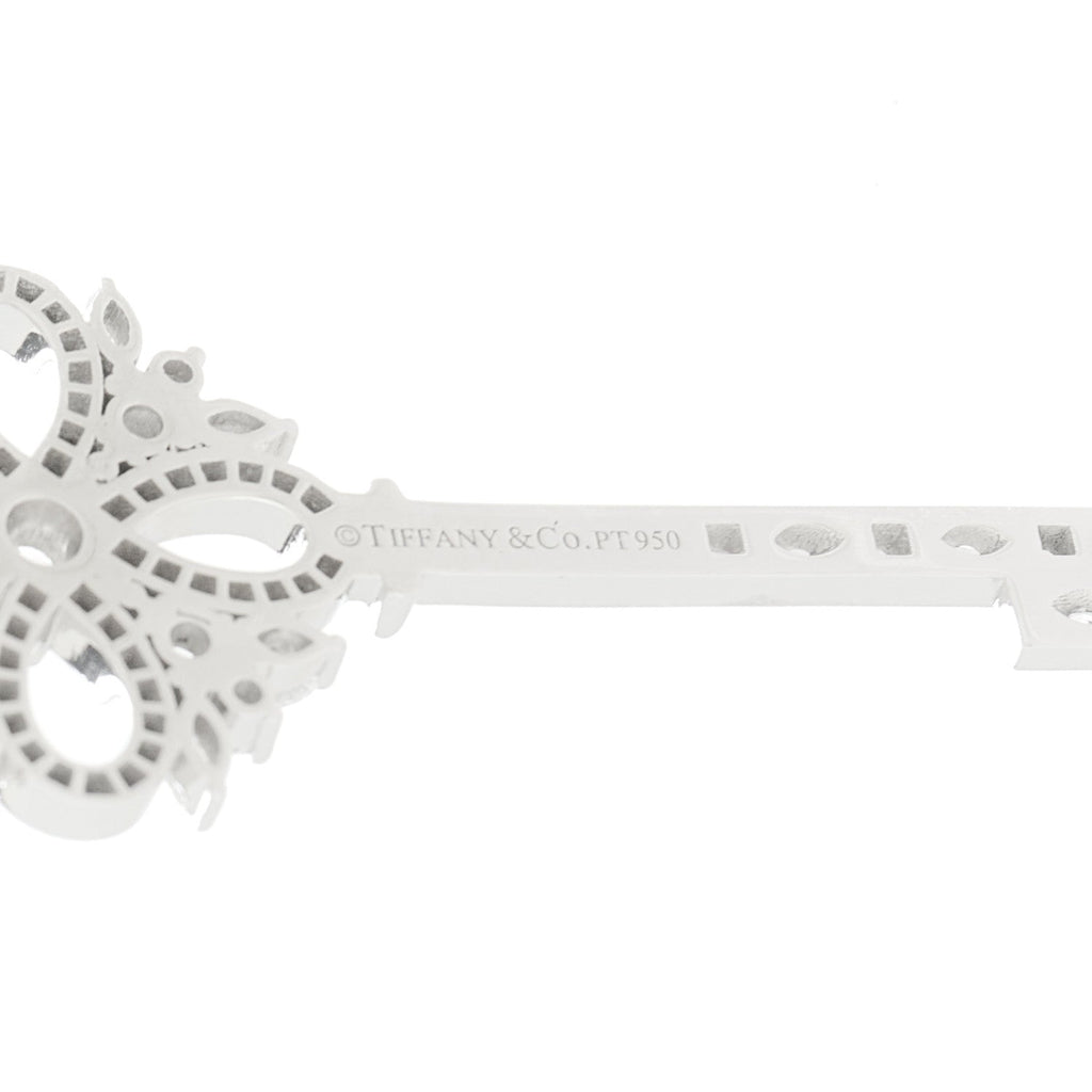 Platinum Diamond Victoria Key Pendant Necklace