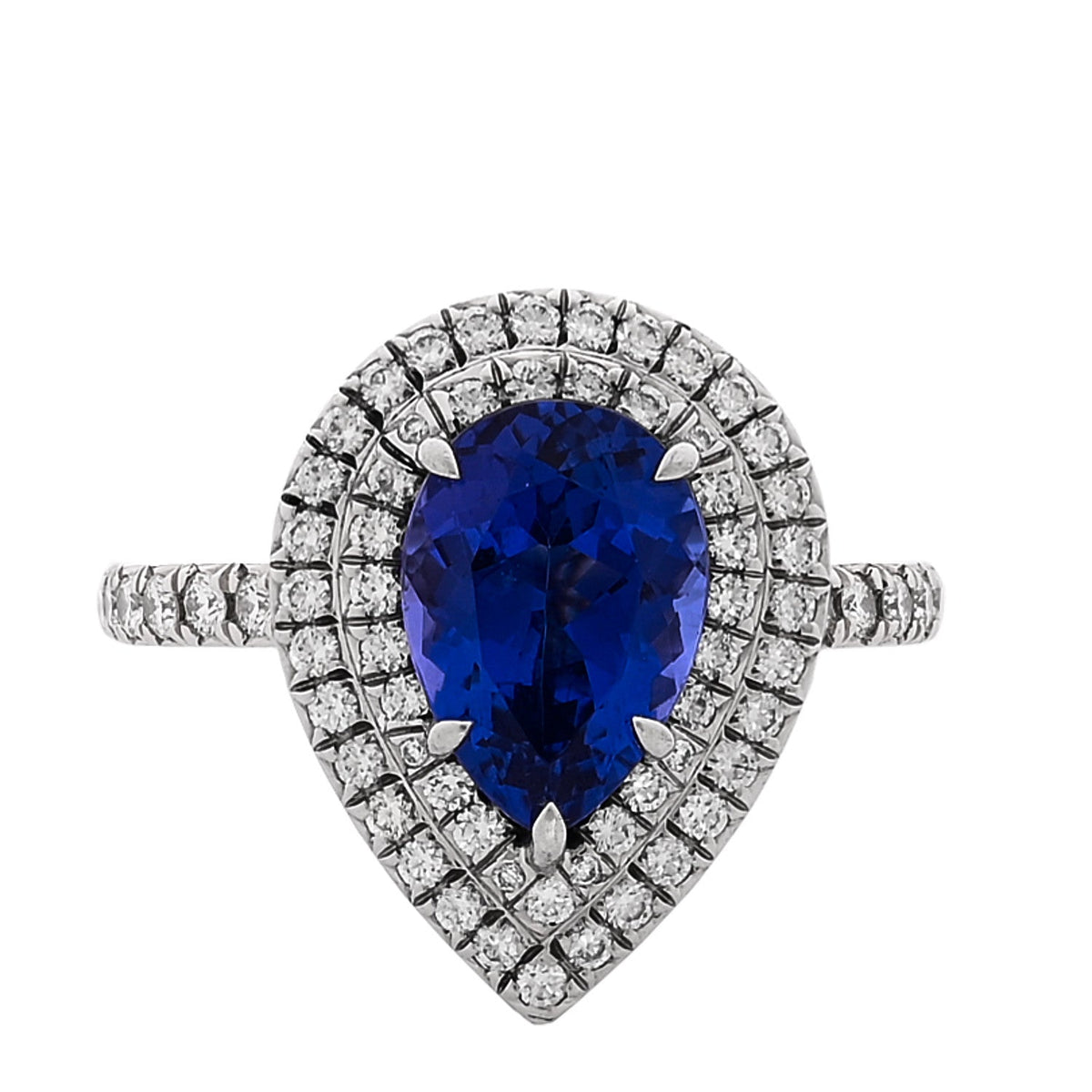 Platinum Diamond Tanzanite Soleste Pear Cut Ring 56 7.75