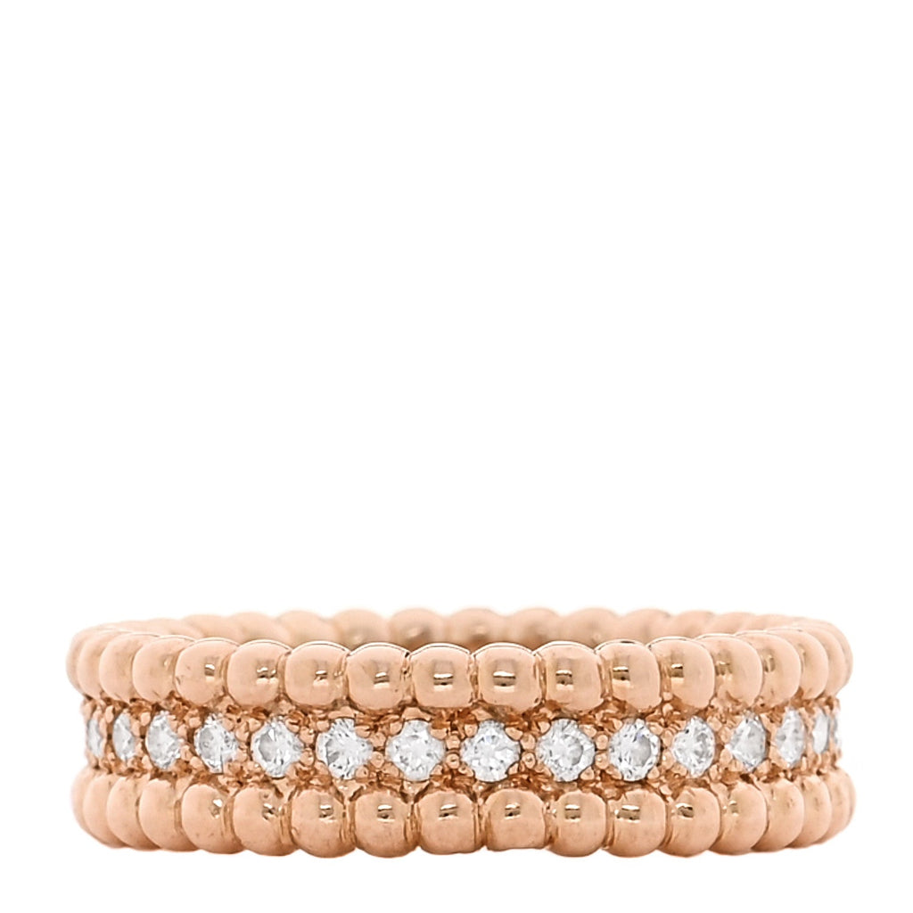 18K Rose Gold Diamond Perlee 1 Row Ring 52 6