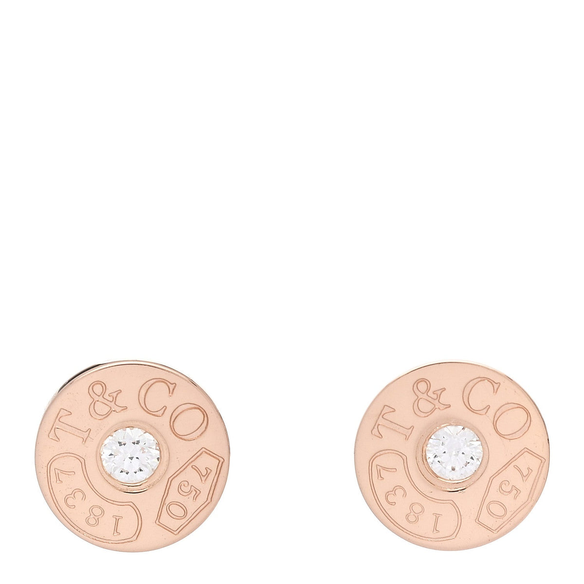 18K Rose Gold Diamond 1837 Circle Earrings