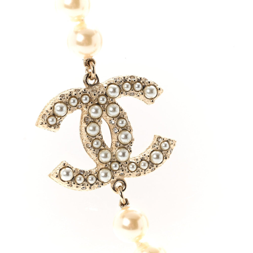 Pearl CC 100th Anniversary Necklace Light Gold