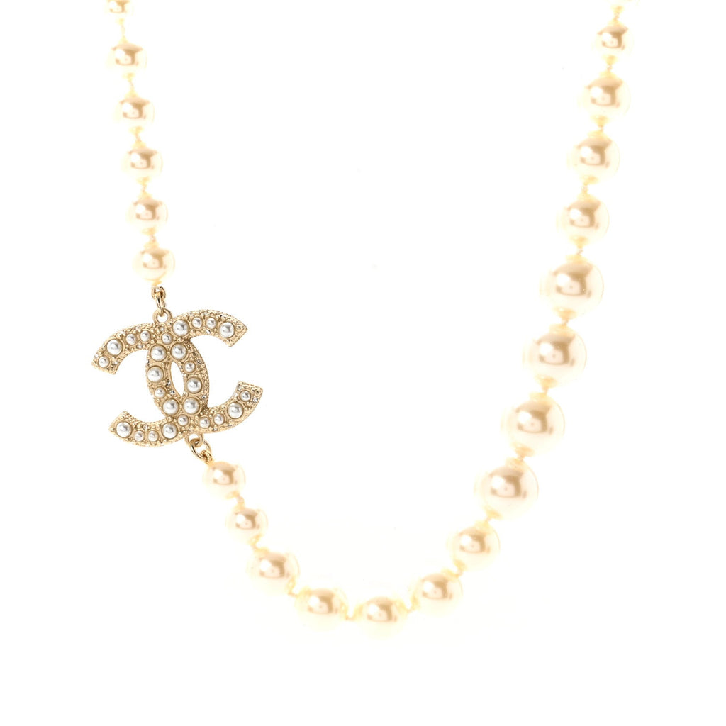 Pearl CC 100th Anniversary Necklace Light Gold