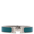 Enamel Narrow Clic Clac H Bracelet PM Vert Bleuete White