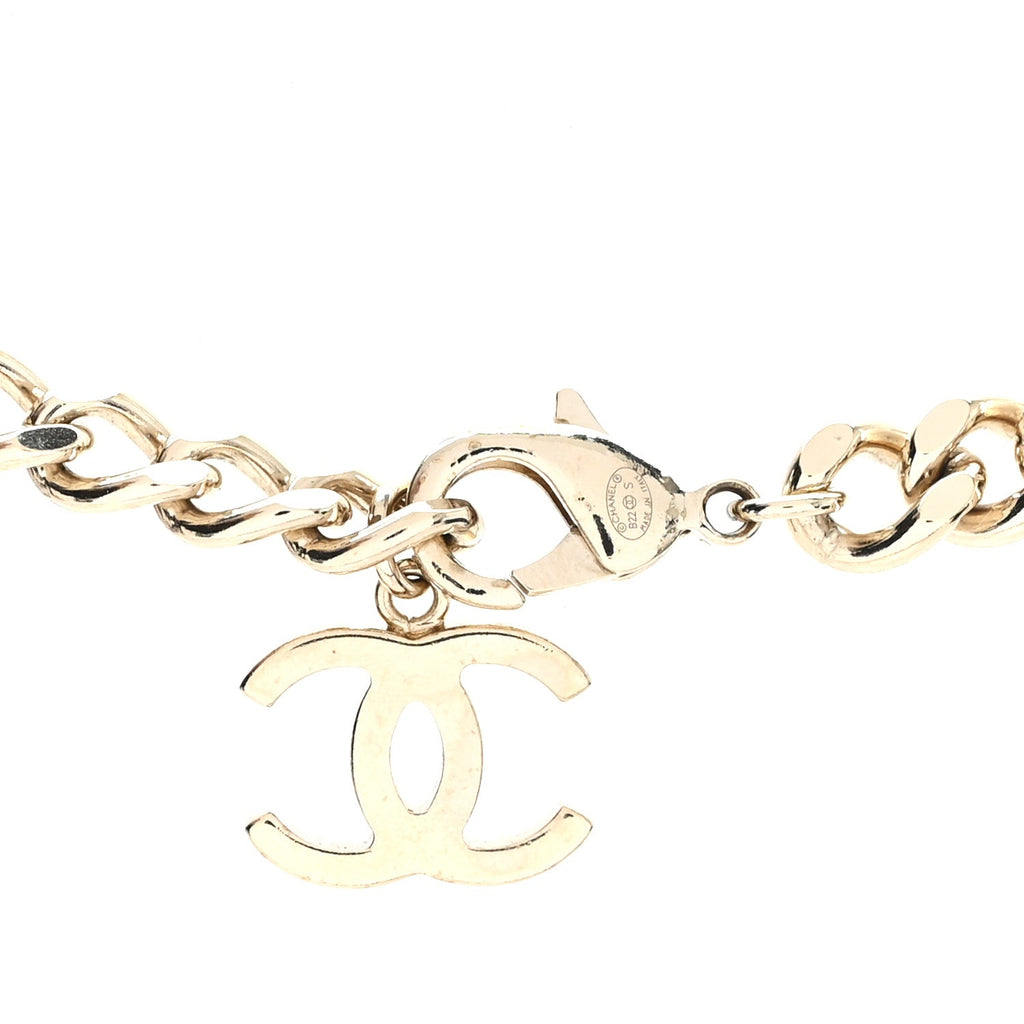 Metal Enamel Chain CC Choker Gold Black