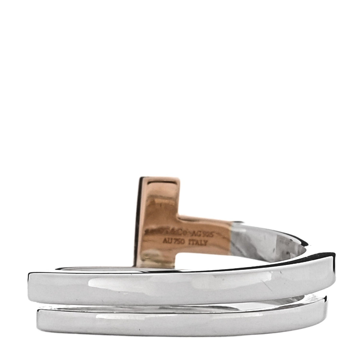 18K Rose Gold Sterling Silver T Square Wrap Ring 53 6.5
