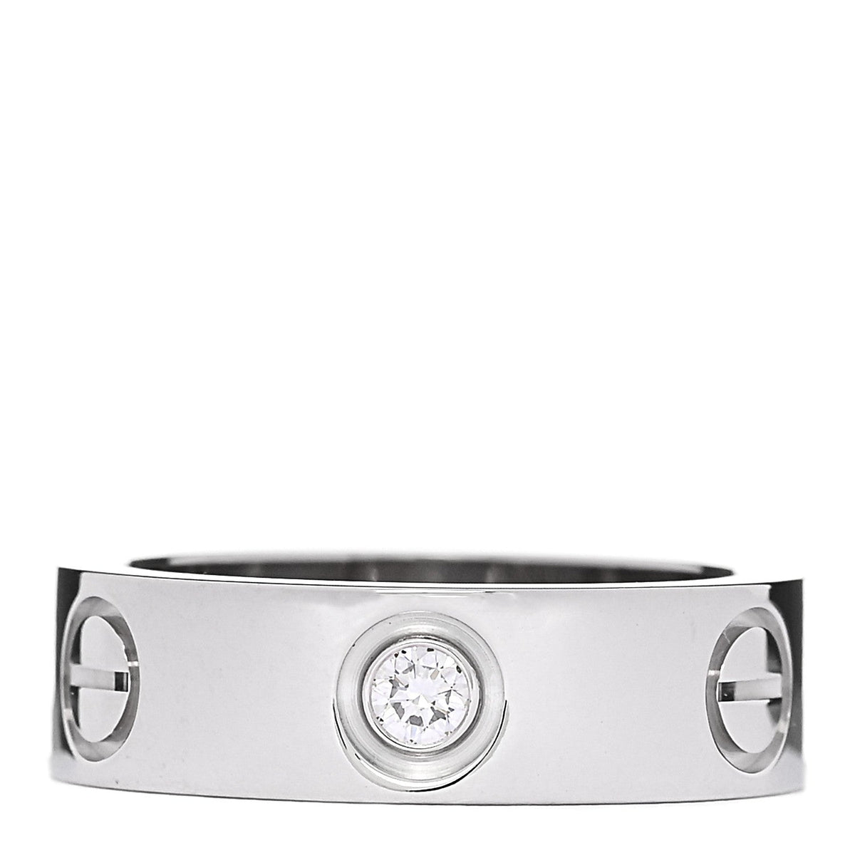 18K White Gold 3 Diamond 5.5mm LOVE Ring 49 5