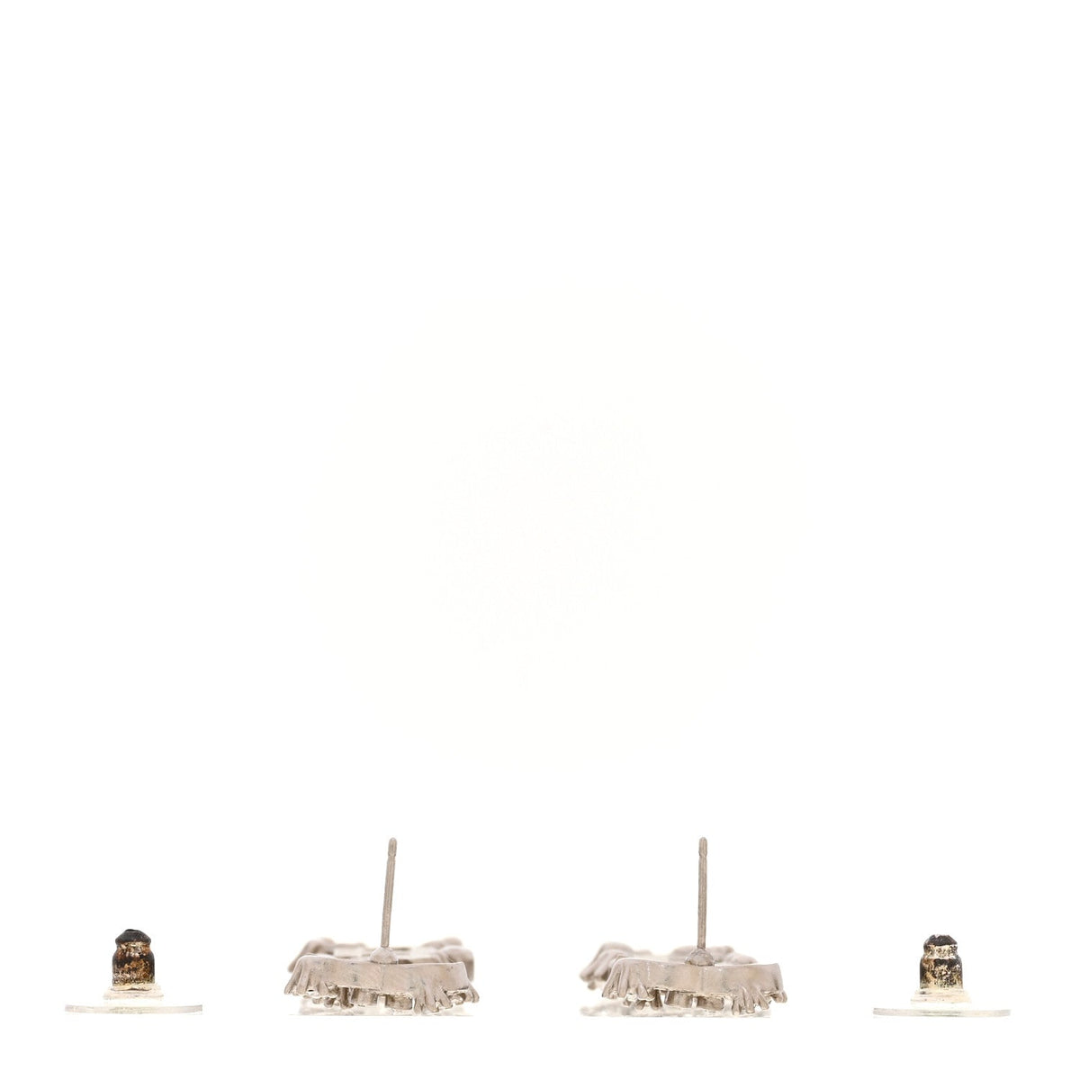 Crystal Cha-Nel Logo Drop Earrings Silver