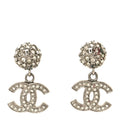 Crystal CC Drop Earrings Silver