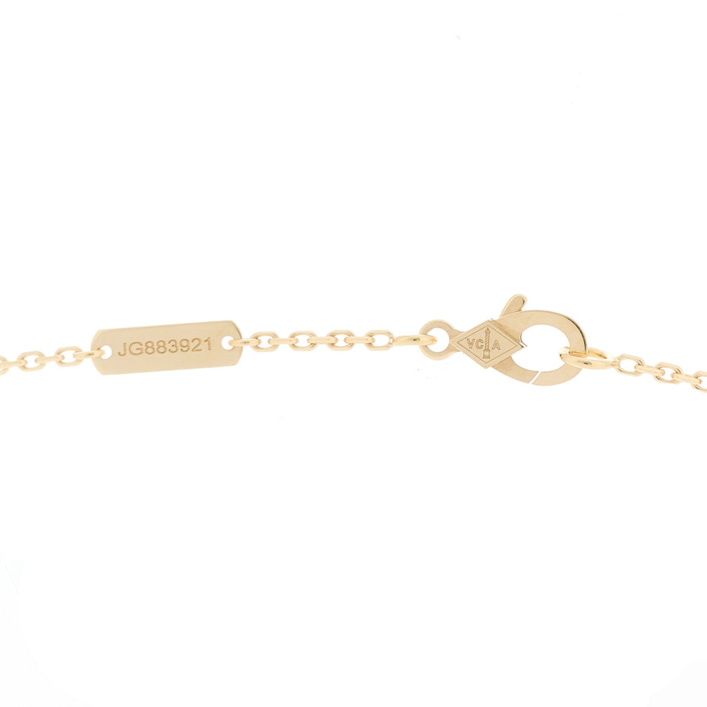 18K Yellow Gold Blue Agate Vintage Alhambra Pendant Necklace
