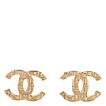 Metal Scarab CC Earrings Light Gold