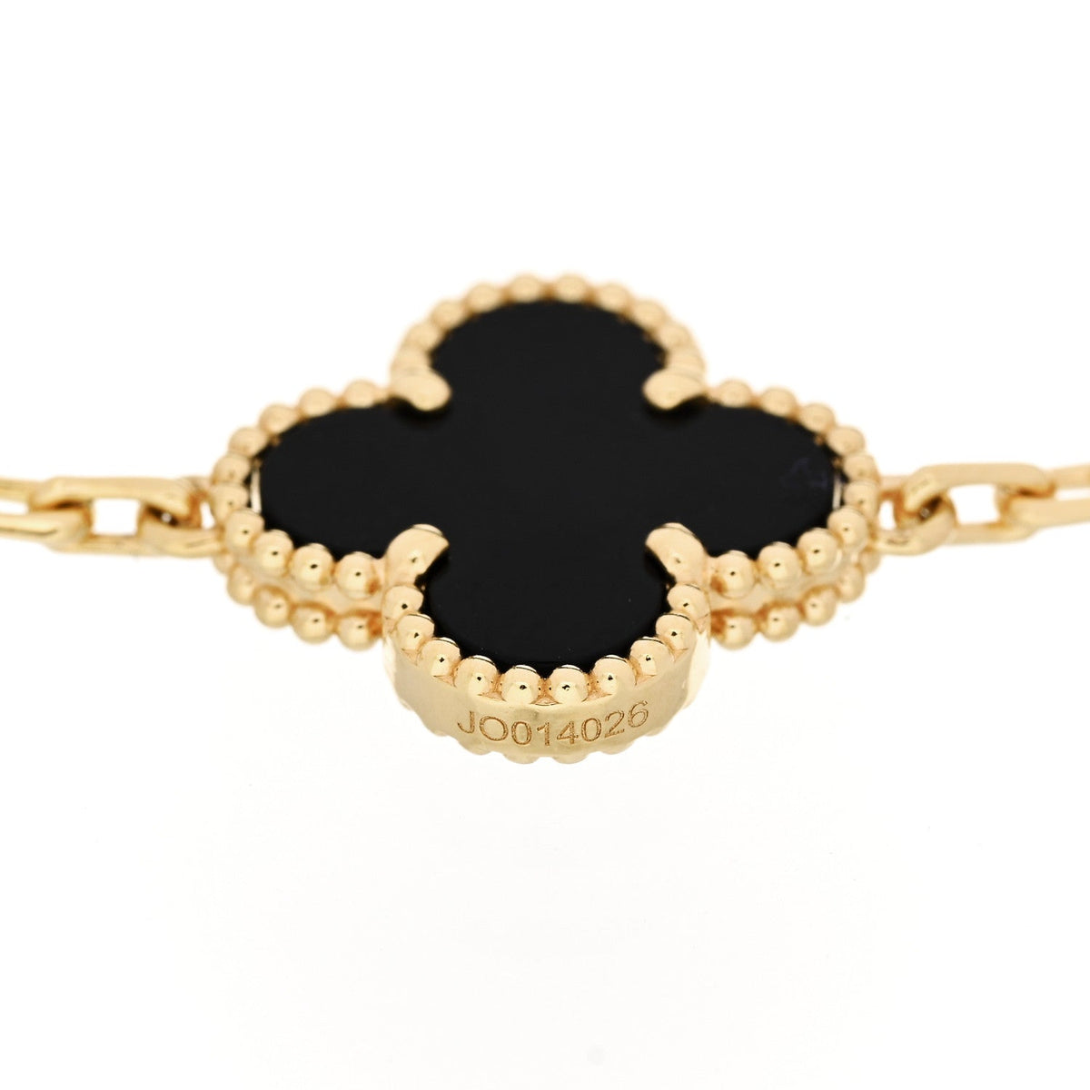 18K Yellow Gold Black Onyx 5 Motifs Vintage Alhambra Bracelet