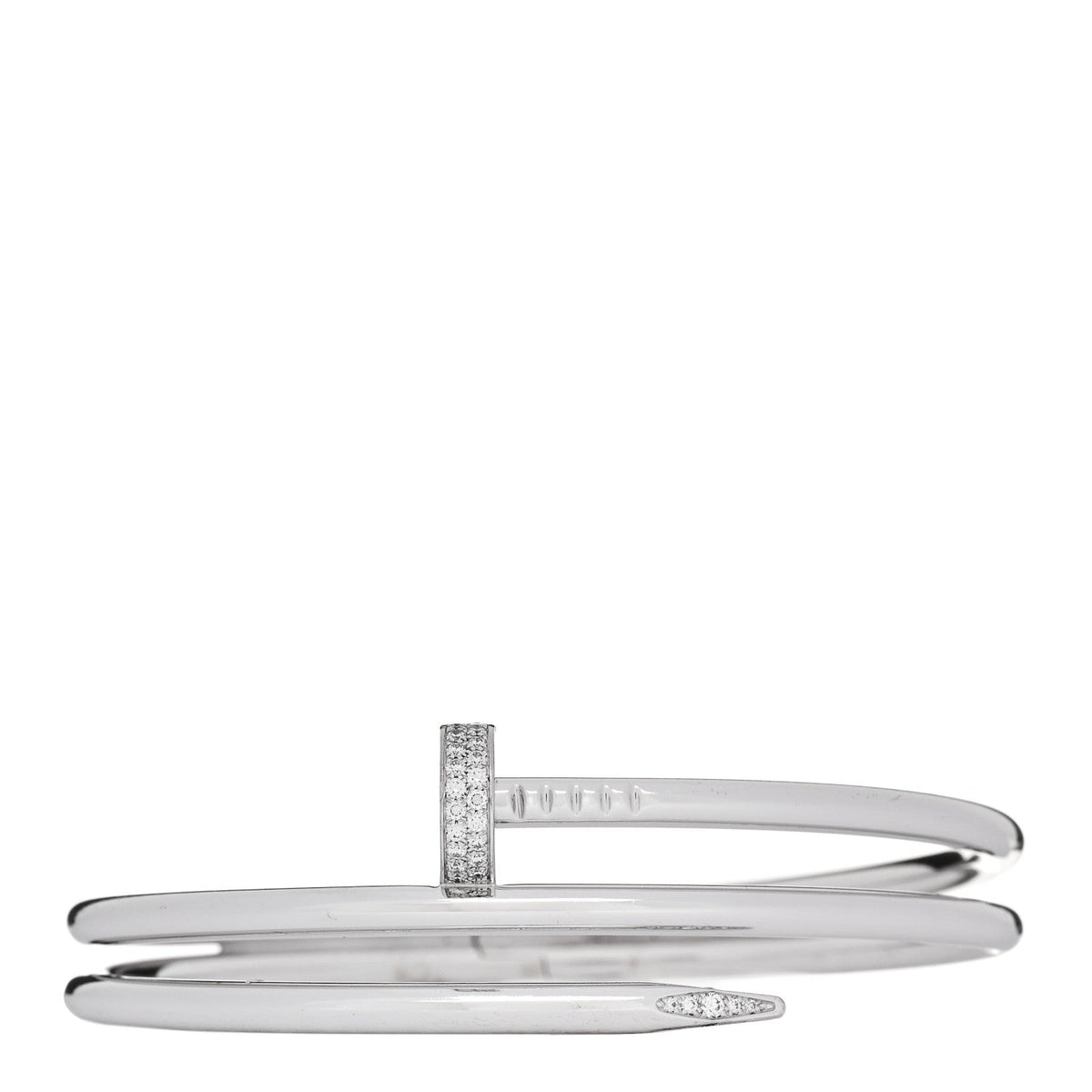 18K White Gold Diamond Double Wrap Juste Un Clou Bracelet 17