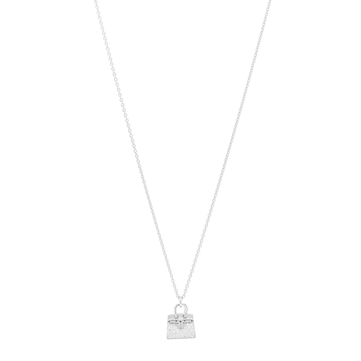 18K White Gold Diamond Birkin Amulettes Pendant Necklace