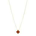 18K Yellow Gold Carnelian Vintage Alhambra Pendant Necklace
