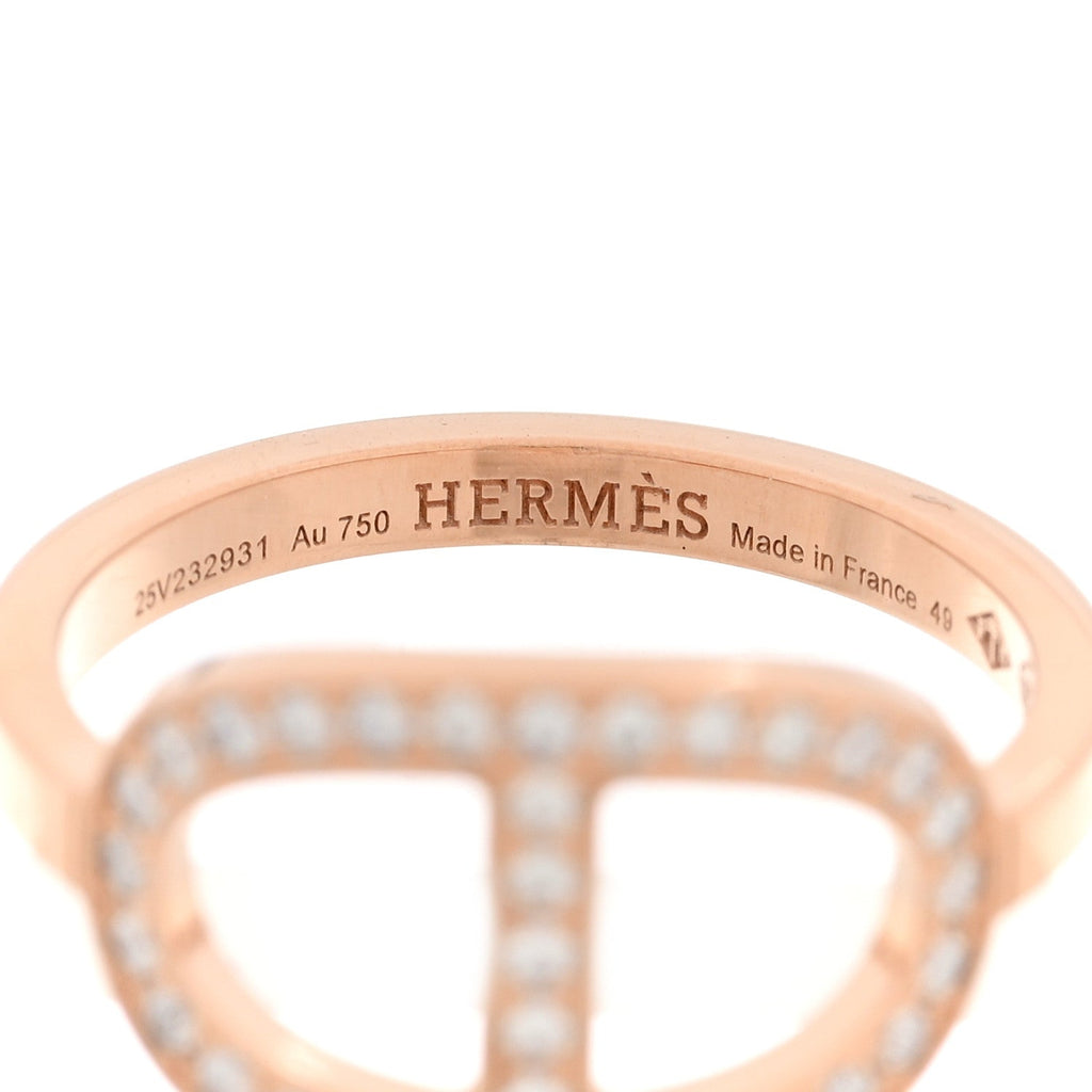 18K Rose Gold Diamond MM Chaine d'Ancre Contour Ring 49 5