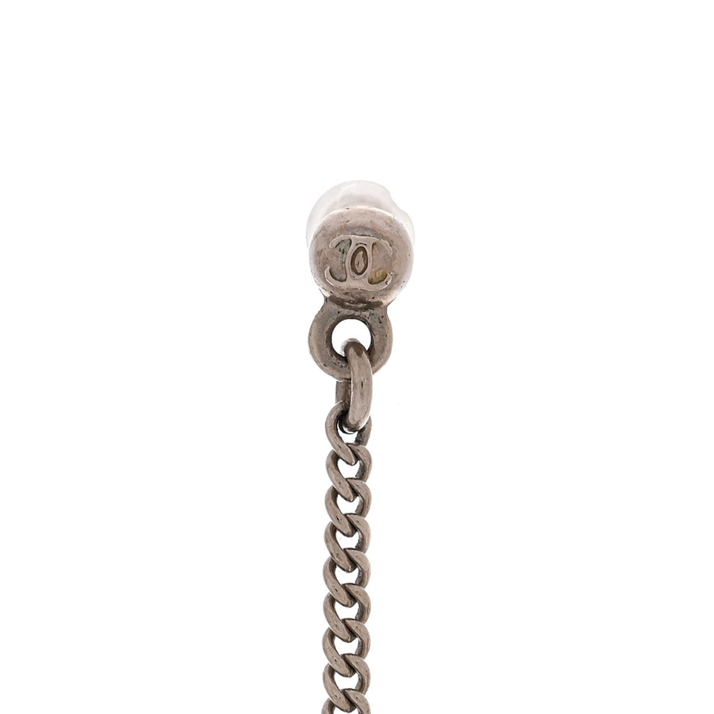 Baguette Crystal CC Drop Earrings Silver