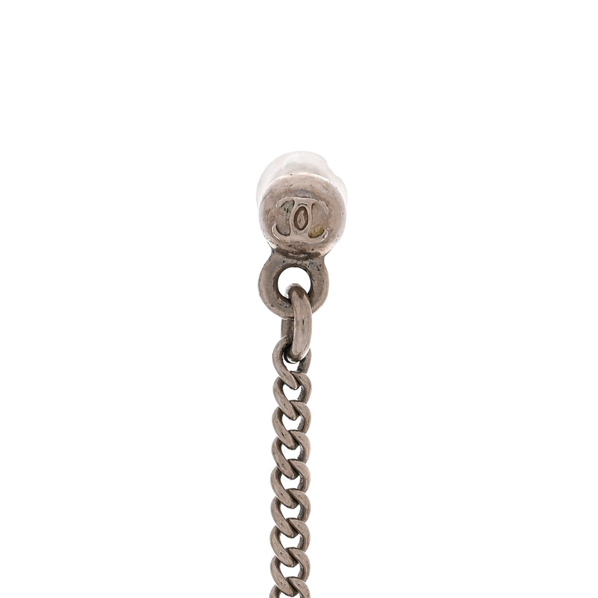 Baguette Crystal CC Drop Earrings Silver