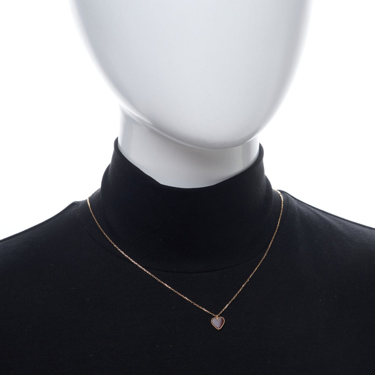 18k Rose Gold Carnelian Sweet Alhambra Heart Pendant Necklace