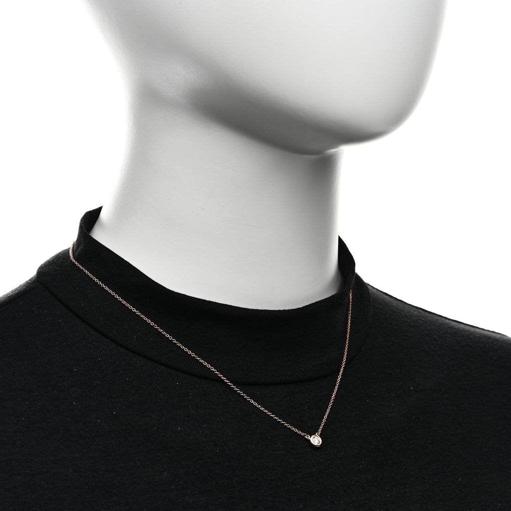 18K Rose Gold Diamond .17ct Elsa Peretti Diamonds by the Yard Pendant Necklace