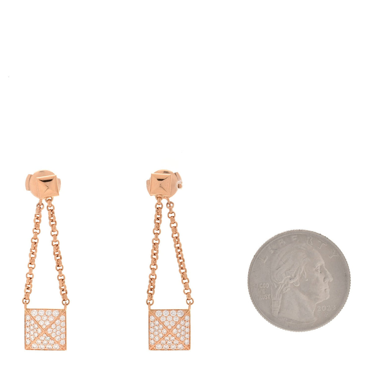 18K Rose Gold Diamond Clou d'H Dangle Earrings
