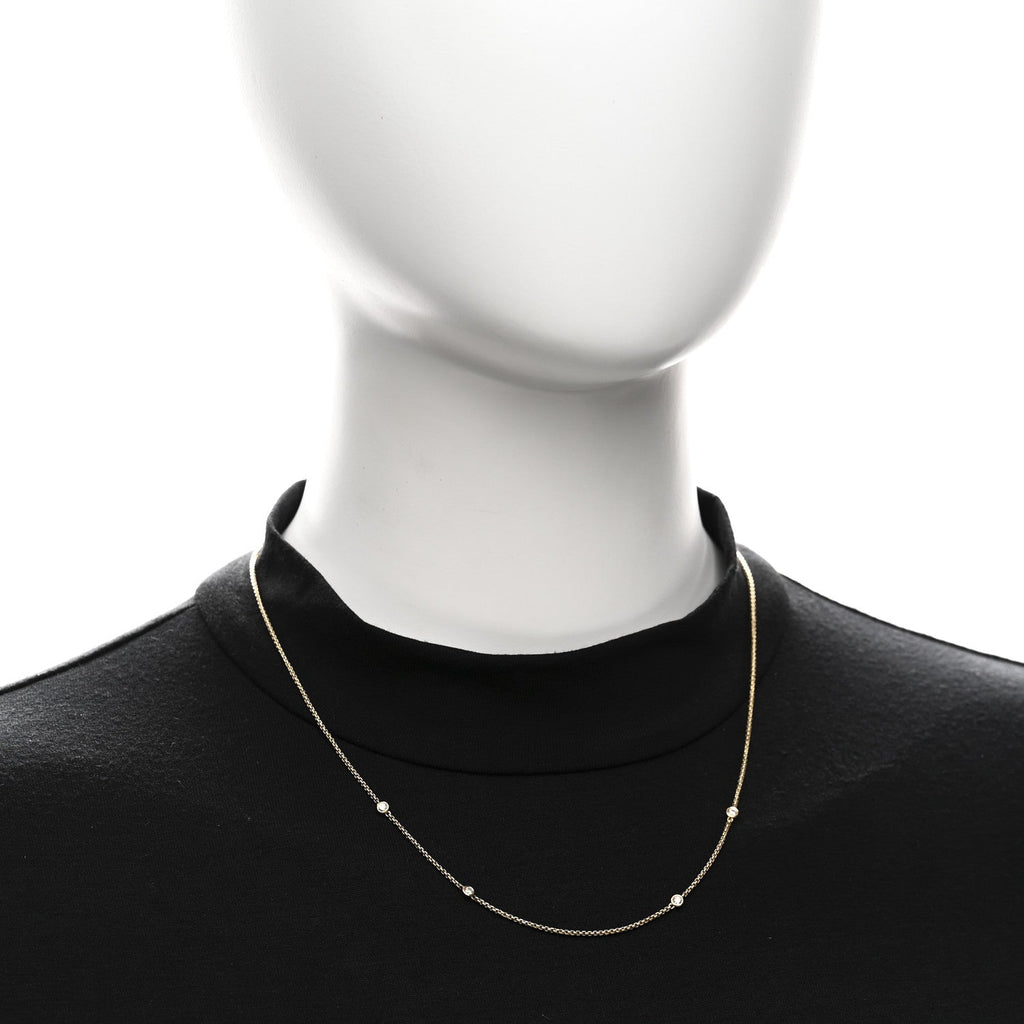 18K Yellow Gold Diamond Station Necklace