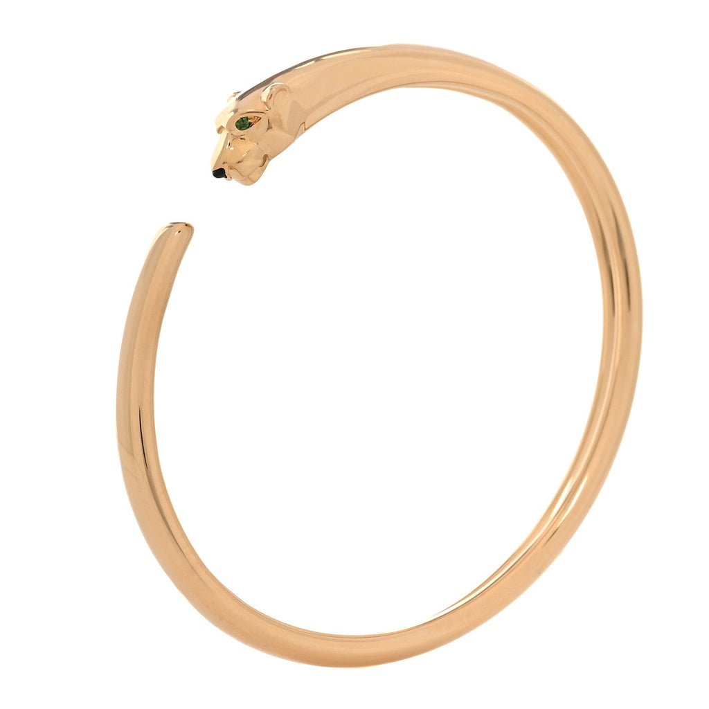 18K Yellow Gold Tsavorite Black Onyx Panthere De Cartier Bracelet 15