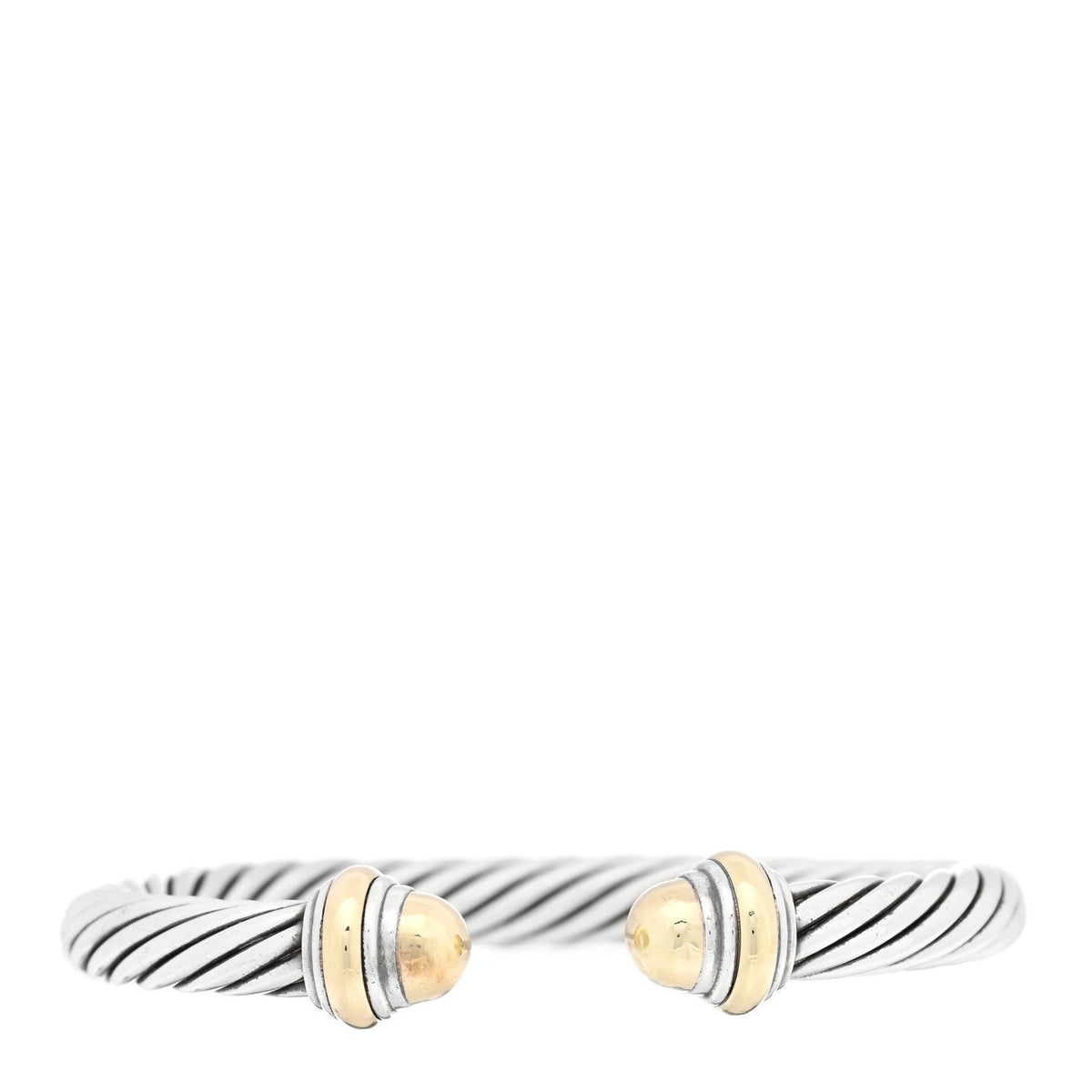 Sterling Silver 14K Yellow Gold 7mm Cable Classics Dome Bracelet