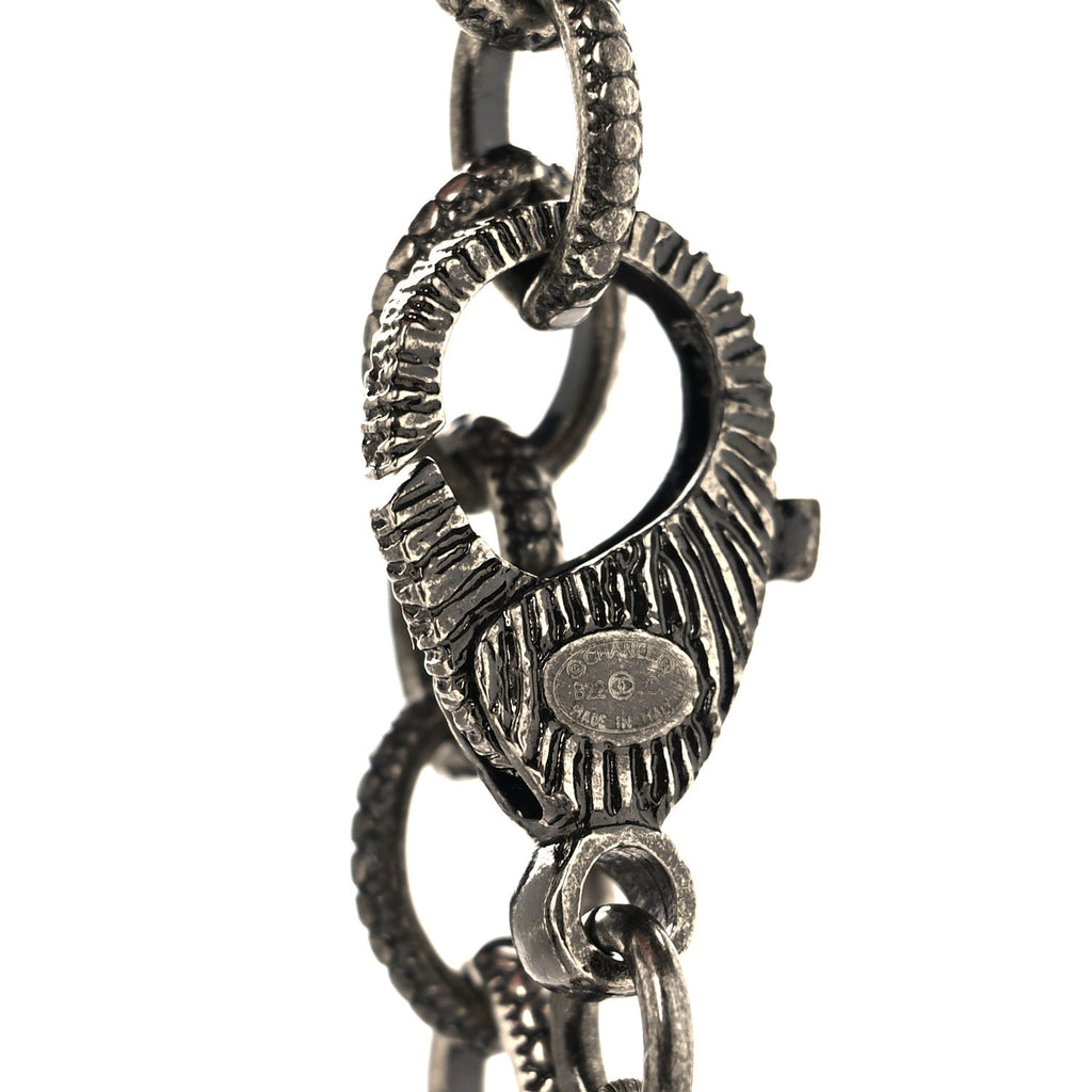 Pearl Crystal CC Camellia Necklace Ruthenium Black