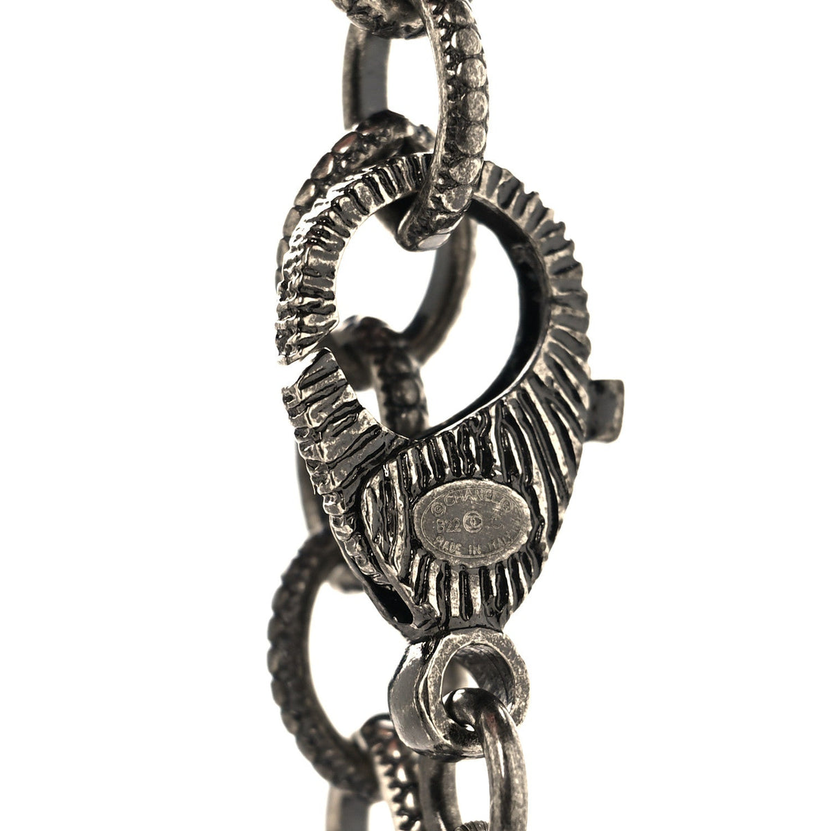Pearl Crystal CC Camellia Necklace Ruthenium Black