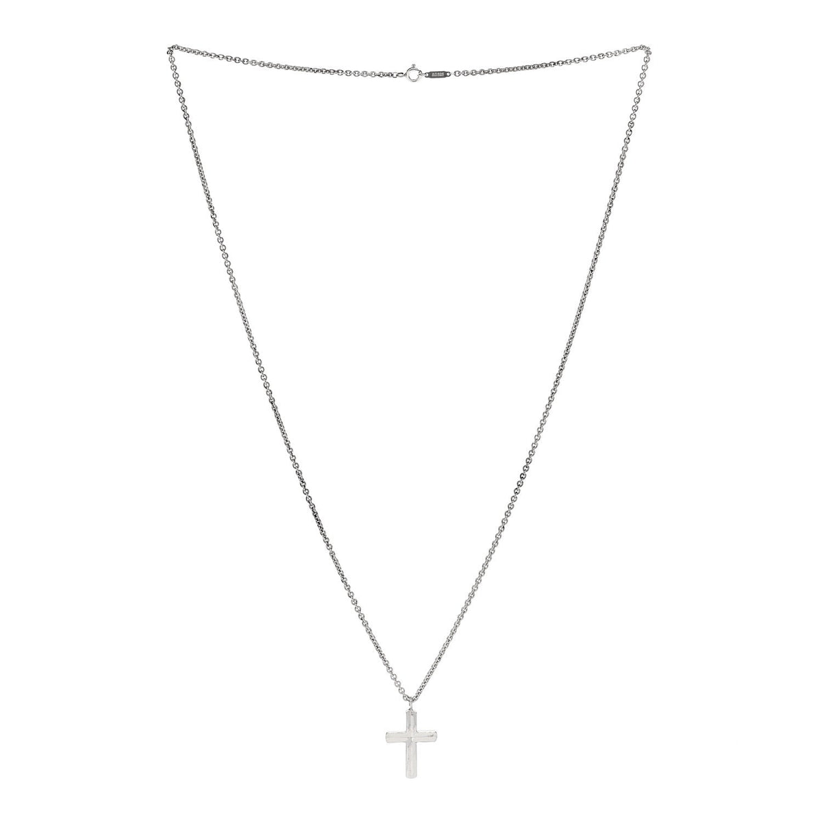 Sterling Silver Concave Cross Pendant Necklace