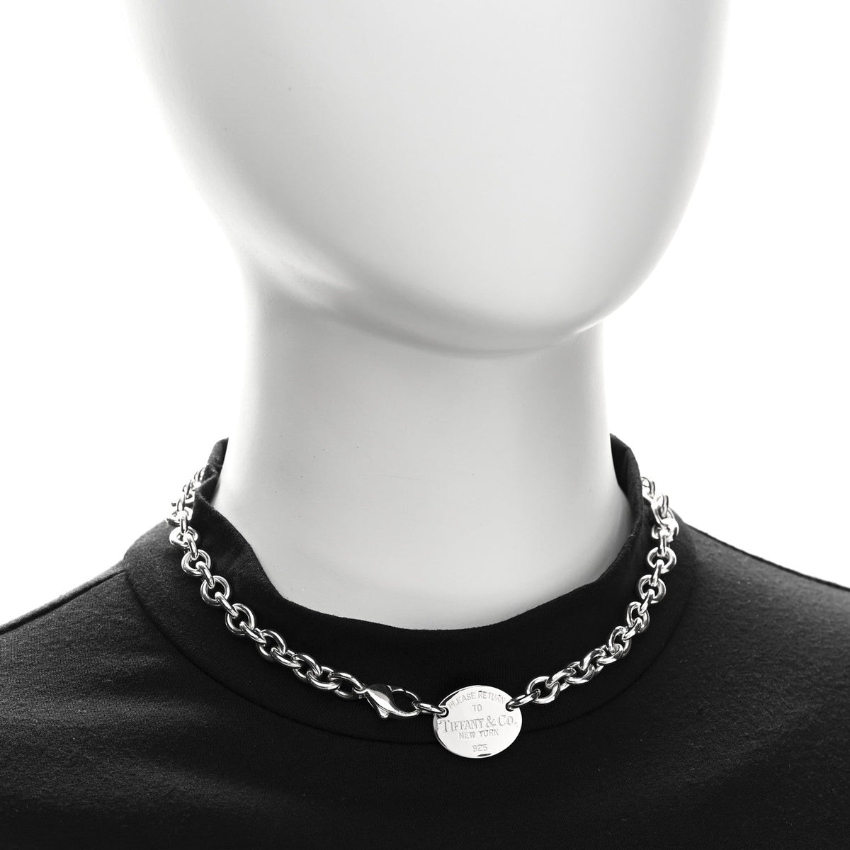 Sterling Silver Return to Tiffany Oval Tag Choker Necklace