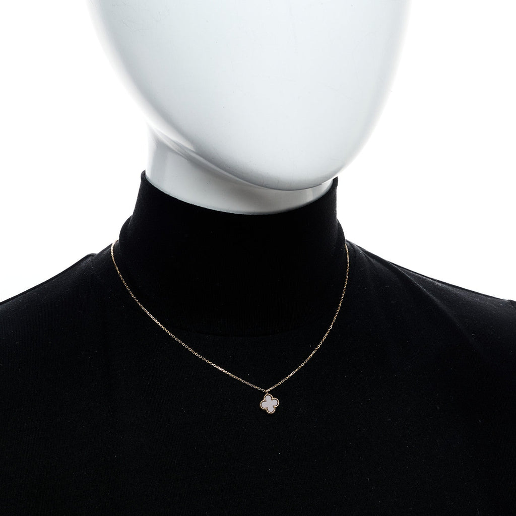 18K Rose Gold Carnelian Sweet Alhambra Pendant Necklace