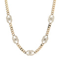 Crystal Chain CC Link Choker Gold Silver