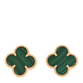 18K Yellow Gold Malachite Vintage Alhambra Earrings