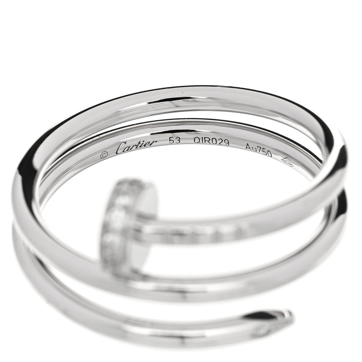 18K White Gold Diamond Double Juste Un Clou Ring 53 6.25