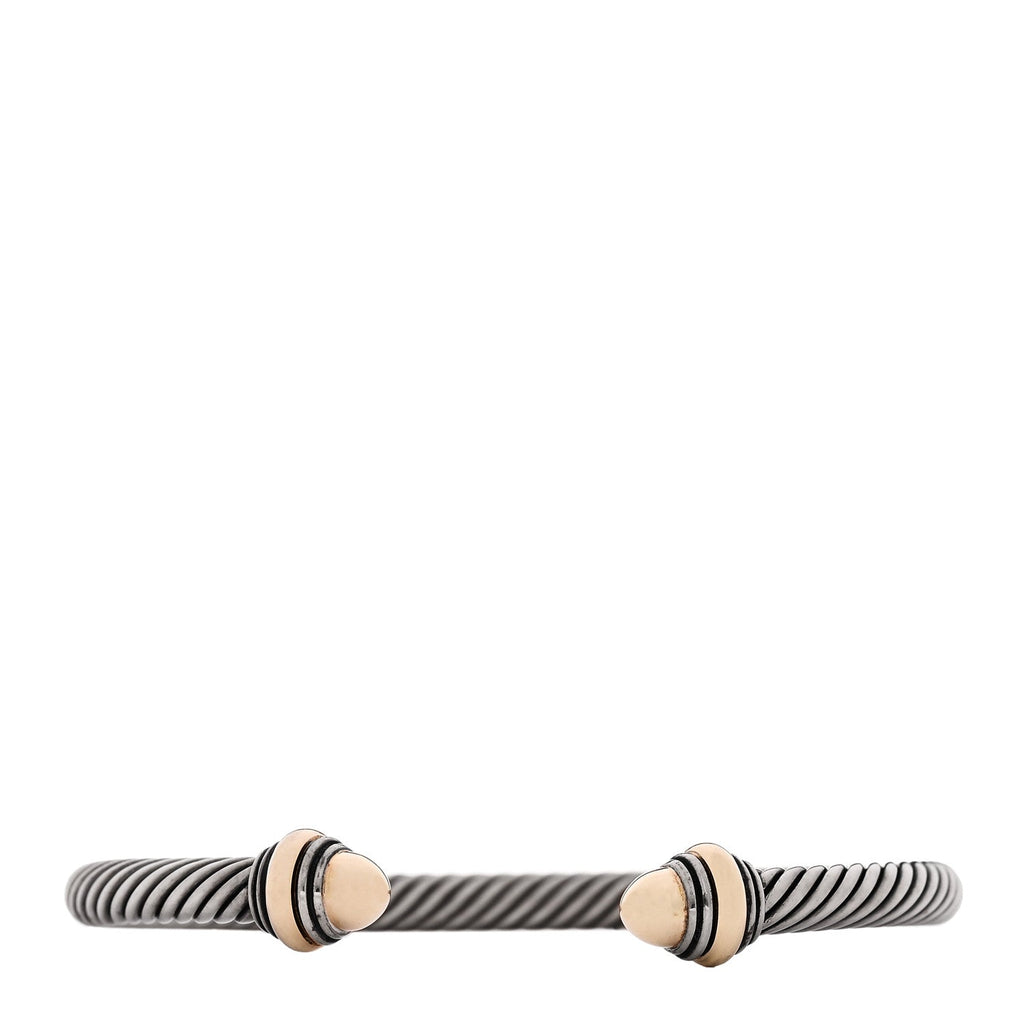 Sterling Silver 14K Yellow Gold 5mm Cable Classics Dome Bracelet
